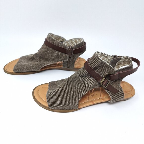 Blowfish Sandals Women's 8 Gladiator Flat Strappy Malibu Beige Fabric Open Toe - Picture 3 of 15